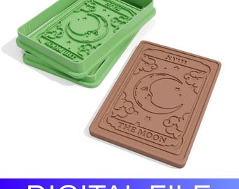 The Moon Tarot Card Clay Stamp & Cutter – 3D Printable STL (DIGITAL FILE)