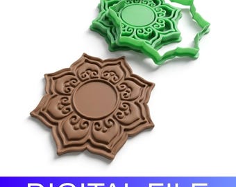 Mandala Mirror Clay Stamp & Cutter – 3D Printable STL (DIGITAL FILE)