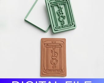 Pottery Stamp STL & Clay Cutter – The Hanged Man Tarot Card – 3D Printable Ceramic Tool
