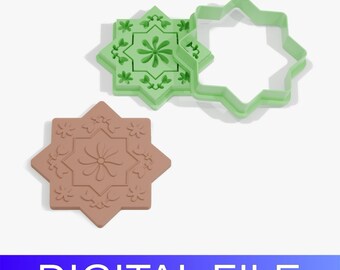 Arabesque Star Tile Clay Stamp & Cutter – 3D Printable STL (DIGITAL FILE)