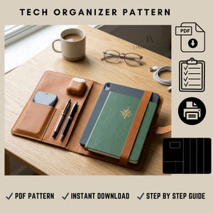 PDF-patroon Leather Tech Organizer – knutselgids voor gevorderden (digitale download)