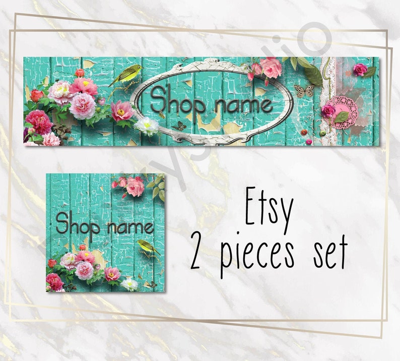 Etsy Shop Banner Set shop iconnew etsy cover/banner shabby Etsy