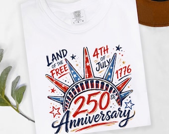 Camiseta del 250 aniversario para el 4 de julio, Camiseta Tierra de Libertad, Camiseta patriótica de EE. UU. 250, Camiseta patriótica del 4 de julio de 2026