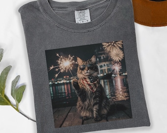 Camiseta patriótica de gato, camiseta vintage de gato para el 4 de julio, camiseta divertida con estampado de gato americano, regalo para amantes de los gatos, camiseta del Día de la Independencia del Gato