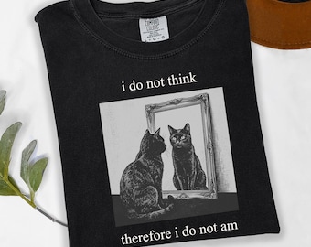 No pienso, luego no soy. Camiseta de gato, camiseta divertida de gato emo, camiseta de gato negro, regalo para amantes de los gatos emo punk.