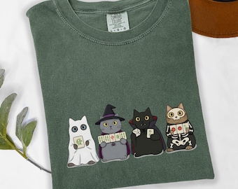 Halloween Mahjong Cat Shirt, Spooky Mahjong Tee, Funny Cat Game Night Shirt, Mahjong Lover Gift, Witch Ghost Vampire Cat Tee