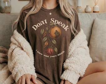 Camiseta "Don't Speak", camiseta rock vintage de los 90, camiseta bohemia botánica, regalo para amantes del rock, camiseta de música de los 90