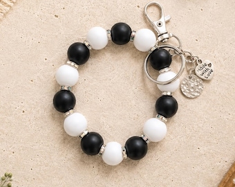 Silicone Beaded Wristlet Keychain | Hands-Free Key Holder Bracelet | Teacher Nurse Accessory