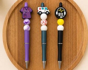 Nurse Beaded Pen | Refillable Medical Pen | Healthcare Worker Gift