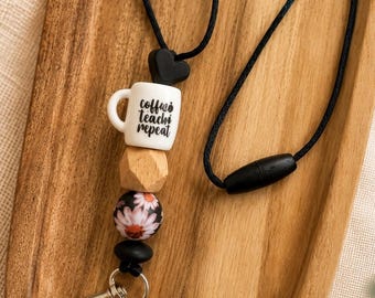 Teacher Lanyard | Coffee Teach Repeat | Appreciation Present