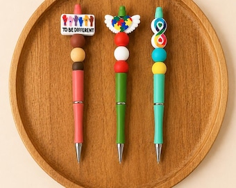 Autism Awareness Beaded Pen | Teacher Gift | Refillable Ink Pen