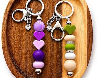 Heart Bead Keychain | Silicone Purse Charm | Backpack Accessory