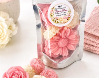 Floral Soy Wax Melts | Coconut Vanilla Mango Scent, Assorted Shapes