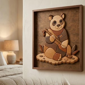 Sitting Bear Intarsia Pattern PDF | Scroll Saw Woodworking Plan | Rustic Cabin Bear Wall Art DIY Template