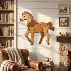 Running Horse Intarsia Pattern PDF | Scroll Saw Woodworking Plan | Easy Beginner Animal Design | DIY Wood Art Template | Digital Download