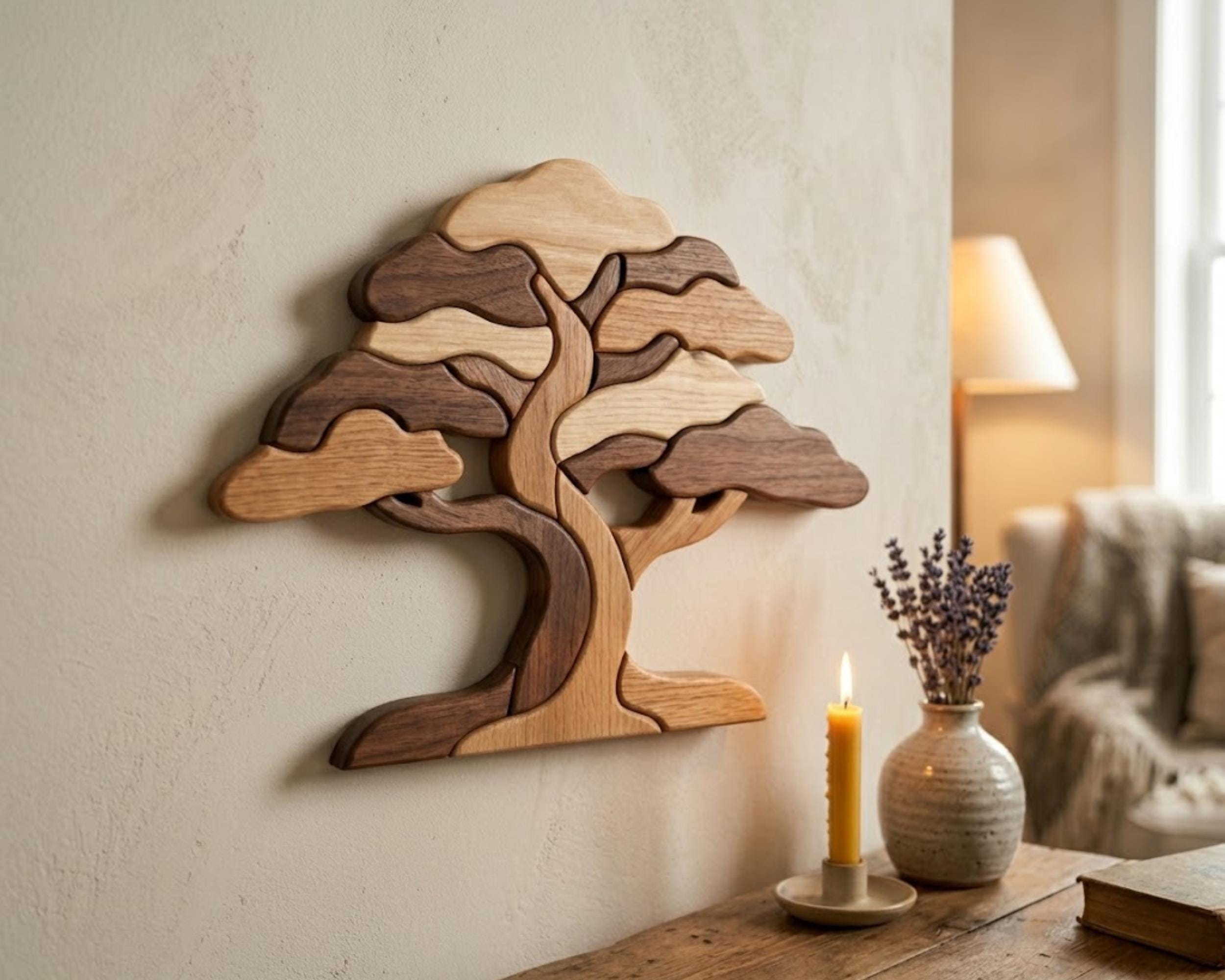 Bonsai Tree Intarsia Pattern PDF | Wooden Wall Art Design | DIY