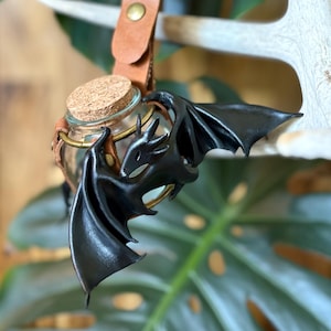 Leather Dragon Treasure Hoard, Renaissance Faire Belt Accessory, Hand Sculpted Leather Trinket Jar