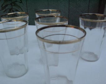 Set of Shapely Gilded Juice Glasses