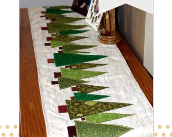 approx. 7.5 X 20 Christmas quilt style block birds trees paisley wreaths pine branches handmade MINI table runner toilet tank topper