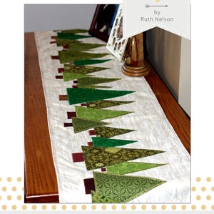 Christmas Tree Table Runner Pattern Downloadable Christmas Table Runner Sewing Pattern Quilting pattern Scrap Quilt Pattern image 1