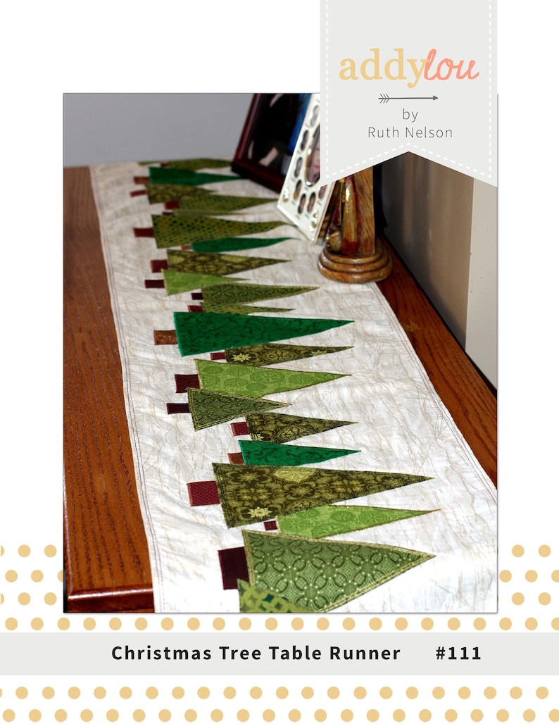 Christmas Tree Table Runner Pattern Downloadable Christmas Table Runner Sewing Pattern Quilting pattern Scrap Quilt Pattern image 1