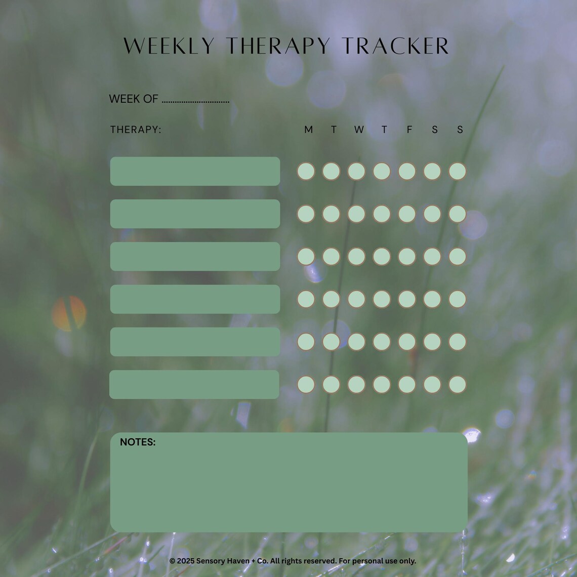 Weekly Therapy Tracker Printable | Autism, ADHD, IEP Progress Log ...