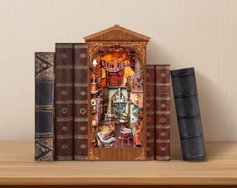 Librería mágica Book Nook / Inserto de estantería miniatura 3D para armar