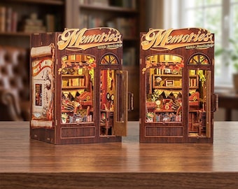 Kit para crear un rincón de lectura: Estantería en miniatura de la librería Memories Music Bookshop, rompecabezas de madera 3D, regalo para adolescentes y adultos.