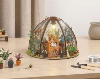 DIY Wooden Flower House Kit, Stary Sky Miniature Cabin Model, Garden Cottage Assembly Craft Decor, Creative Gift for DIY Lovers & Collectors