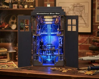 Kit de recoin pour livre Blue Box, bricolage Sci Fi Time Portal, diorama miniature lumineux à LED, cadeau puzzle en bois