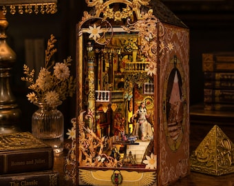 Kit de bricolaje para crear un rincón de lectura con laberinto egipcio, decoración de estantería con rompecabezas 3D, modelo en miniatura de ciudad perdida hecho a mano, regalo de cumpleaños creativo para adolescentes y adultos.