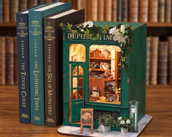 DIY Owl Bookstore Book Nook Kit, Wooden Miniature House Model, 3D Puzzle for Ages 15+, Bookshelf Decor and Gift for Book Lovers and Adults
