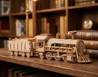 Kit de rompecabezas de tren de vapor de madera 3D – Modelo de locomotora mecánica para armar, juguete educativo de regalo