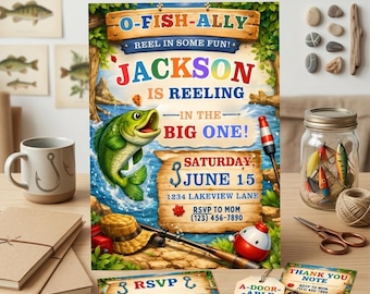 Angeln Geburtstagseinladung Vorlage, Reel in the Fun Party, O-Fish-Ally Ein Geburtstag, Junge Fisch Thema einladen, Sofort Download