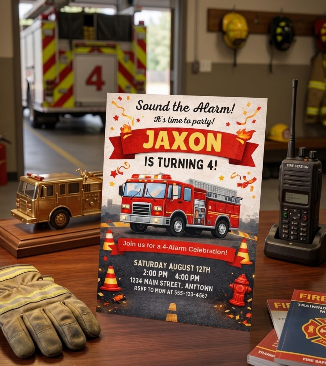 Fire Truck Birthday Invitation Template, Editable Firetruck Birthday ...