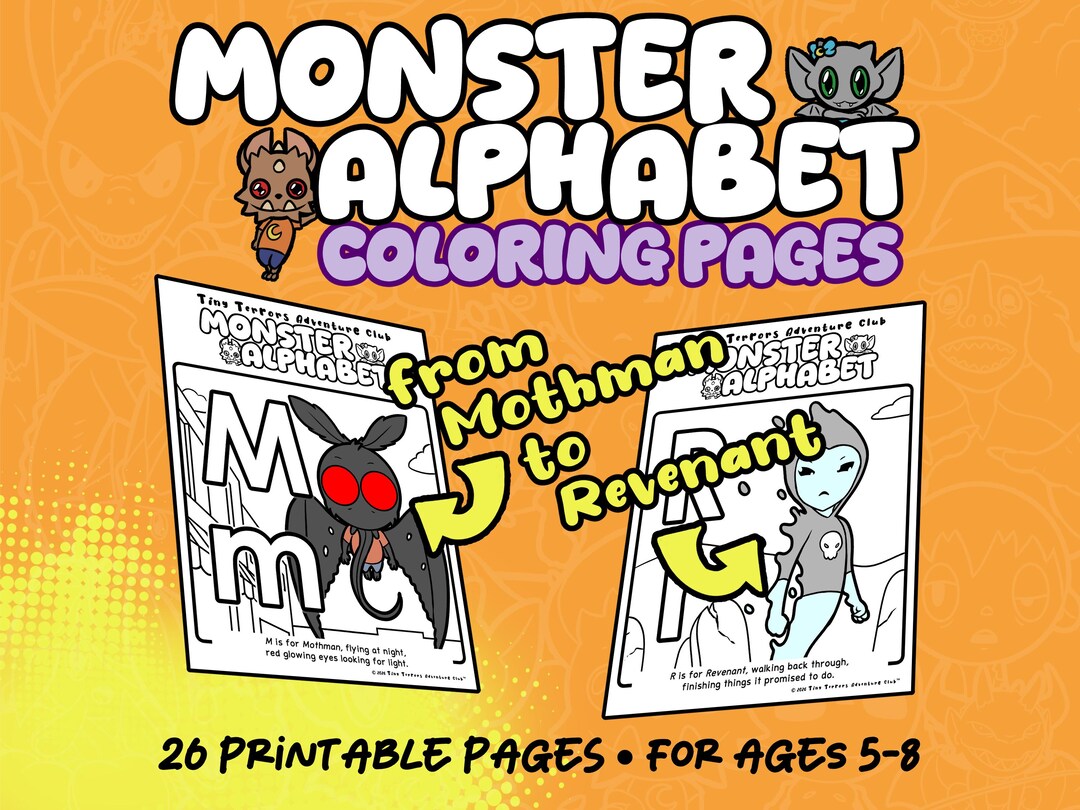 Monster Letter R Printable Monster Alphabet M-R Coloring Pages Printable | Ages 5-8 Cute Halloween ...