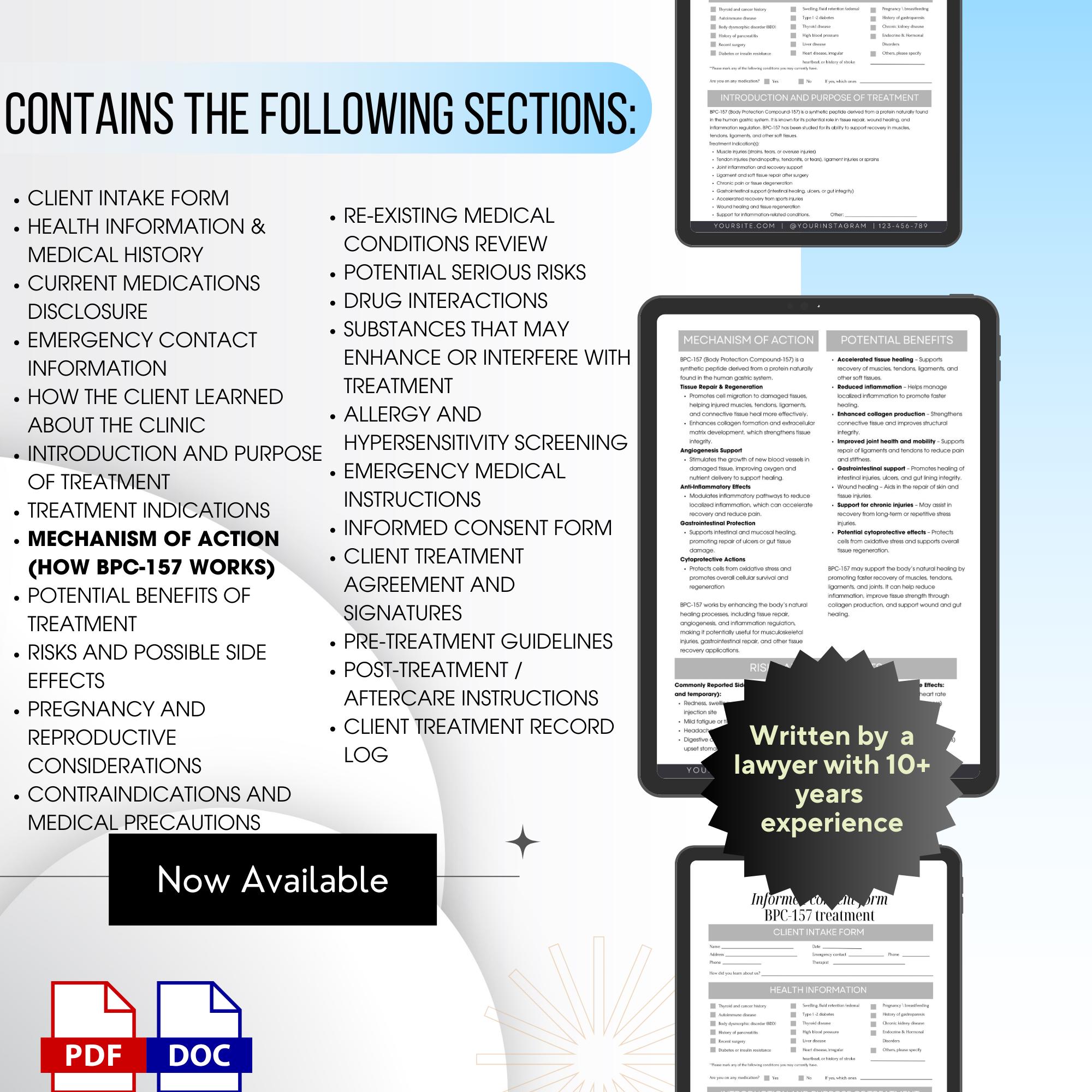 BPC-157 Informed Consent Form Template | Peptide Therapy Forms Consent ...
