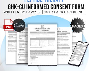 GHK-Cu Injection Informed Consent template | Peptide Therapy Consent Form | Copper Peptide Injection Intake | Medical Spa forms, weight loss
