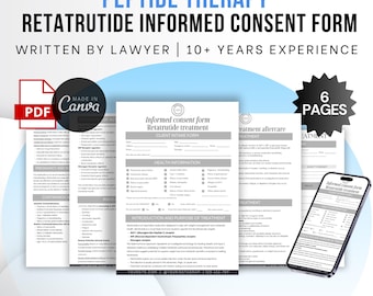 Retatrutide Consent Form Template | Peptide Therapy Informed Consent form | weight loss injection, GLP-1 Weight Loss Injection, med spa form