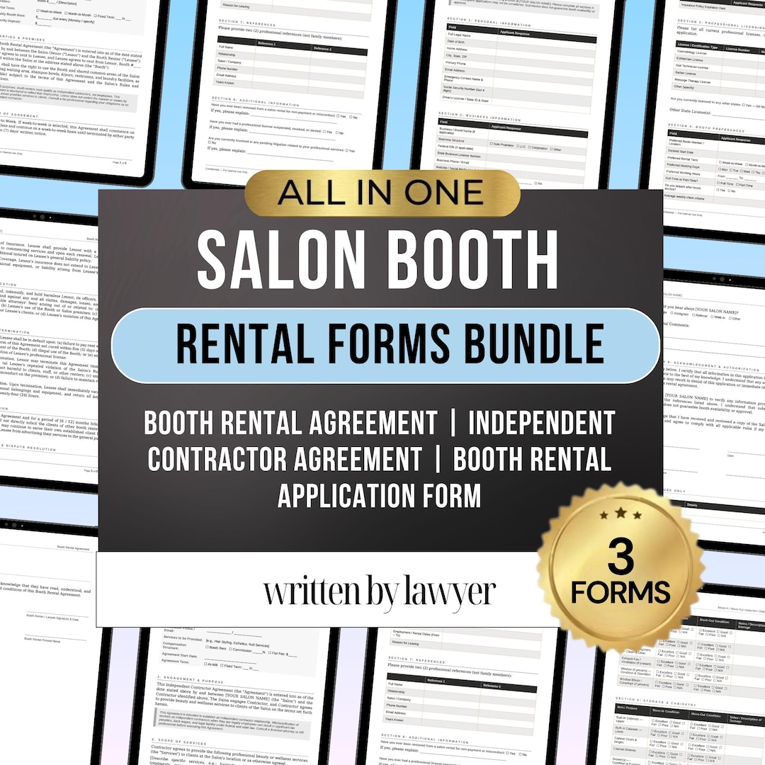 Salon Booth Lease Forms | Salon Suite Tenant Application| Salon Booth ...