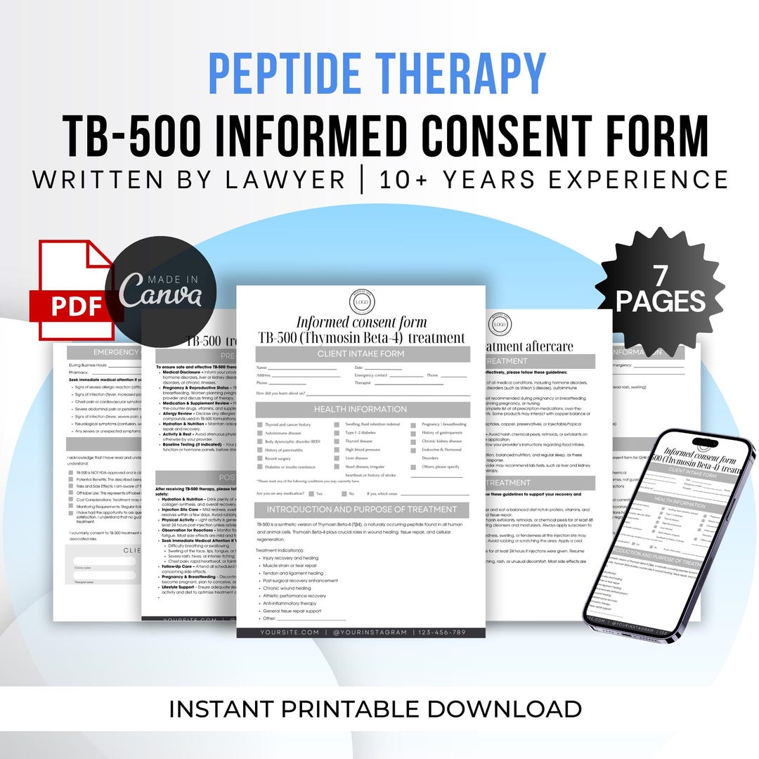 Tb Injection Form TB-500 Informed Consent Form, Thymosin Beta-4 Treatment, Tb-500 ...