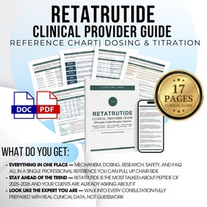 Peptide Retatrutide Dosage Guide PDF | Peptide Therapy Reference | Clinical Peptide Reference Chart | Weight Loss Peptides | Peptide Cheat Sheet | Instant Download