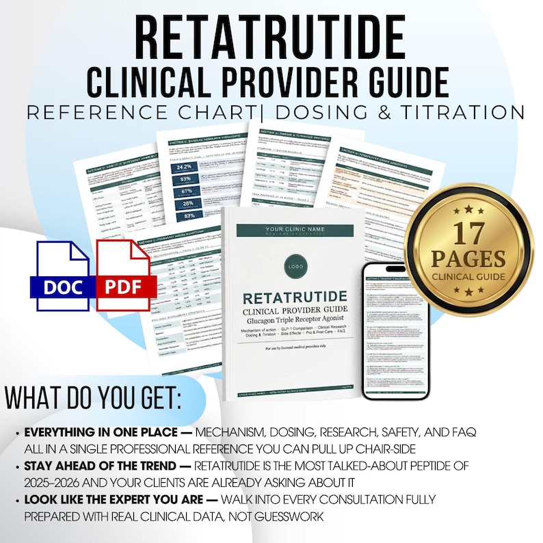 Peptide Retatrutide Dosage Guide PDF | Peptide Therapy Reference | Clinical Peptide Reference Chart | Weight Loss Peptides | Peptide Cheat Sheet | Instant Download