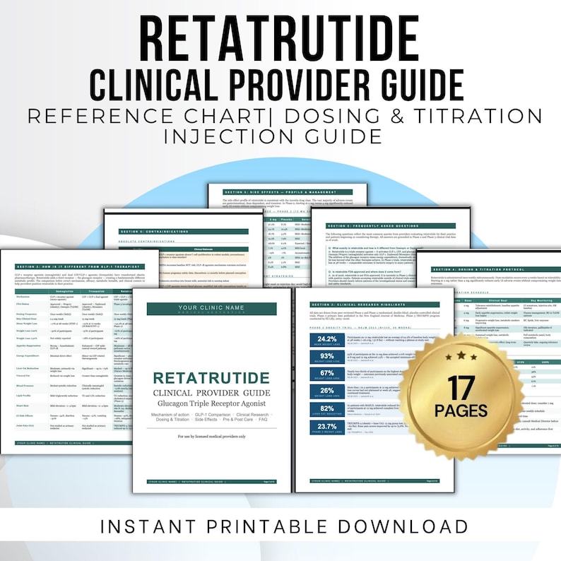 Peptide Retatrutide Dosage Guide PDF | Peptide Therapy Reference | Clinical Peptide Reference Chart | Weight Loss Peptides | Peptide Cheat Sheet | Instant Download