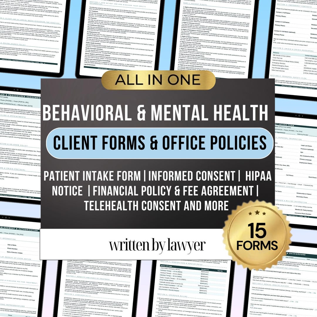 Pa. 201 Form.pdf Behavioral &mental Health Forms and Policies Bundle | Therapist Client ...