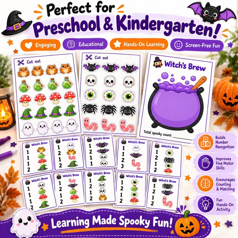 Halloween Counting Cards Printable, Witch’s Brew Math Activity ...