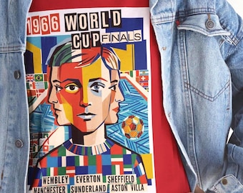 Camiseta con póster del Campeonato Mundial de Fútbol de 1966 / Camiseta deportiva retro vintage de Inglaterra