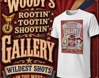 Woody's Rootin Tootin Shootin Gallery Tee, Retro Wild West Carnival Shirt