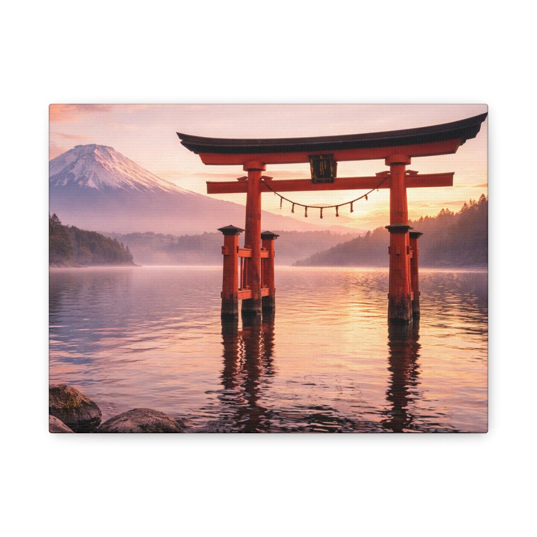 Japanese Torii Gate Canvas Art | Mount Fuji Sunrise Landscape Print - Etsy