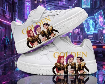 K-Pop Style Golden Children's Casual Shoes - Comfortable Velcro Sneakers